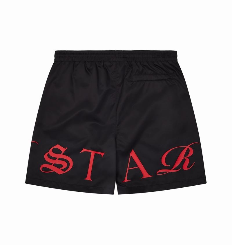 Zestawy Męskie Trapstar Script Swimming Shorts Czarne Czerwone | UHYKQD-086